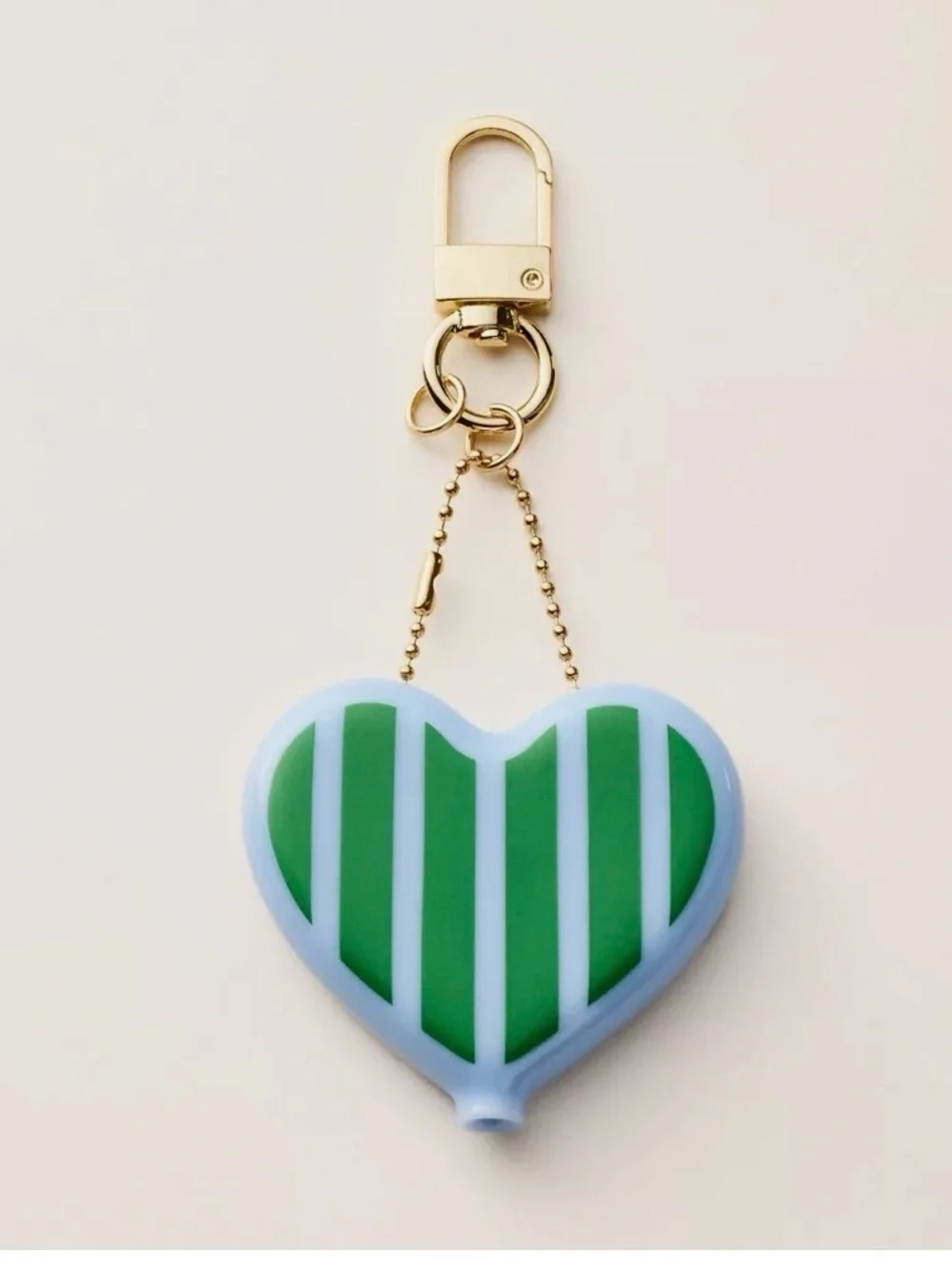 kate spade green & white striped heart keychain/coin purse NWT